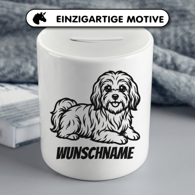 Spardose mit dem Motiv Havaneser mit Name - Ansicht 3
