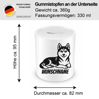 Spardose mit dem Motiv Husky mit Name - Ansicht 2