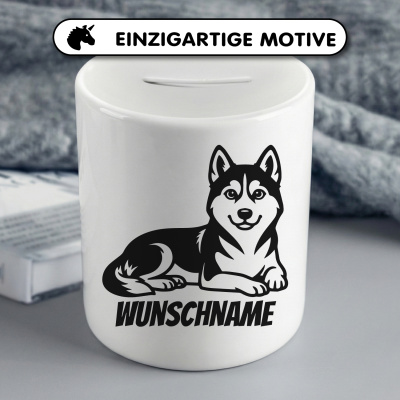 Spardose mit dem Motiv Husky mit Name - Ansicht 3
