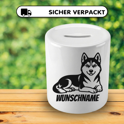 Spardose mit dem Motiv Husky mit Name - Ansicht 4