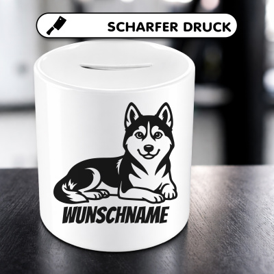 Spardose mit dem Motiv Husky mit Name - Ansicht 5