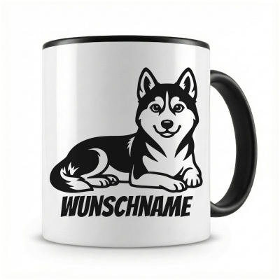 Tasse mit  Husky mit Name  als Motiv