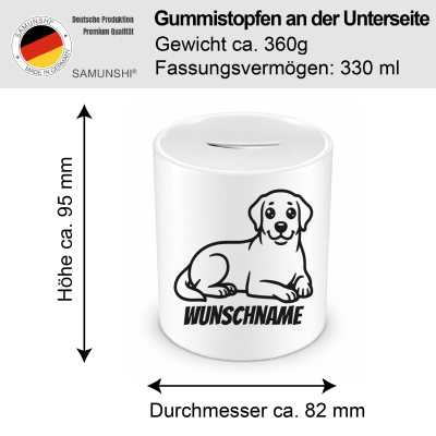 Spardose mit dem Motiv Labrador Retriever mit Name - Ansicht 2