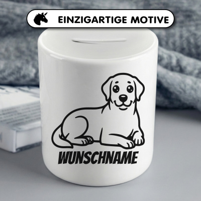 Spardose mit dem Motiv Labrador Retriever mit Name - Ansicht 3