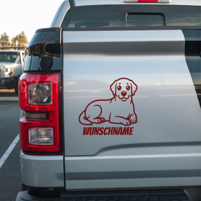 Labrador Retriever mit Name Aufkleber - Ansicht 2