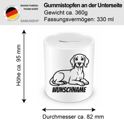 Spardose mit dem Motiv Magyar Vizsla mit Name - Ansicht 2