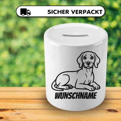 Spardose mit dem Motiv Magyar Vizsla mit Name - Ansicht 4