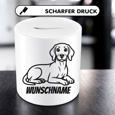 Spardose mit dem Motiv Magyar Vizsla mit Name - Ansicht 5
