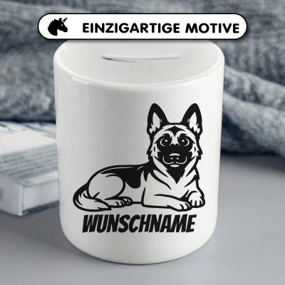 Spardose mit dem Motiv Malinois mit Name - Ansicht 3