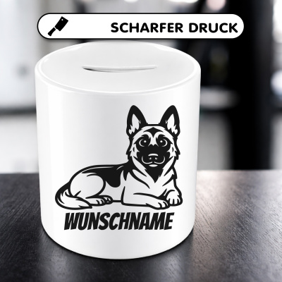 Spardose mit dem Motiv Malinois mit Name - Ansicht 5