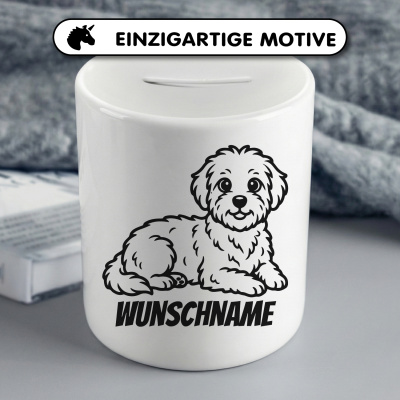 Spardose mit dem Motiv Malteser mit Name - Ansicht 3