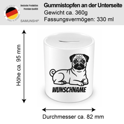 Spardose mit dem Motiv Mops mit Name - Ansicht 2