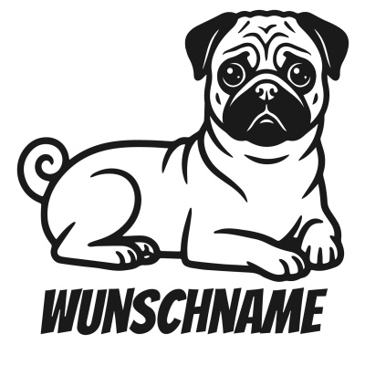 Mops mit Name Aufkleber