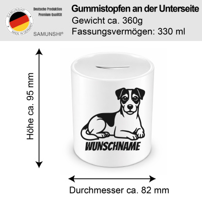 Spardose mit dem Motiv Parson Russell Terrier mit Name - Ansicht 2
