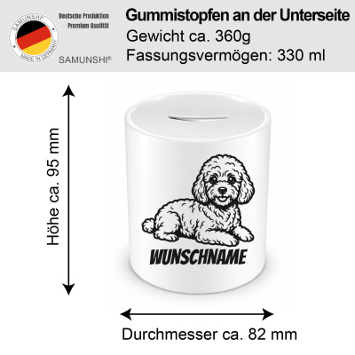 Spardose mit dem Motiv Pudel mit Name - Ansicht 2