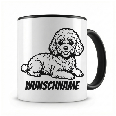 Tasse mit  Pudel mit Name  als Motiv