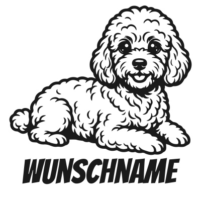 Wandtattoo  Pudel mit Name 