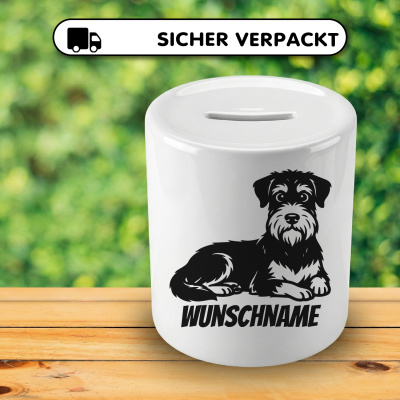 Spardose mit dem Motiv Riesenschnauzer mit Name - Ansicht 4
