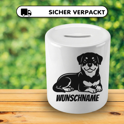 Spardose mit dem Motiv Rottweiler mit Name - Ansicht 4