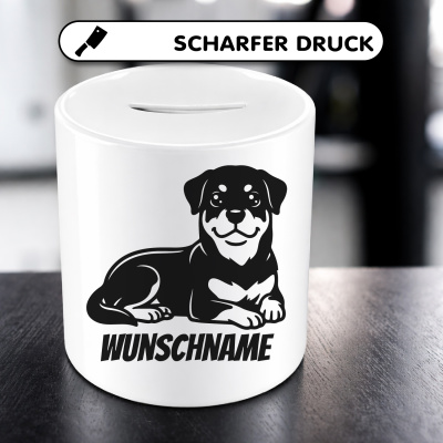 Spardose mit dem Motiv Rottweiler mit Name - Ansicht 5
