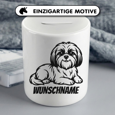 Spardose mit dem Motiv Shih-Tzu mit Name - Ansicht 3