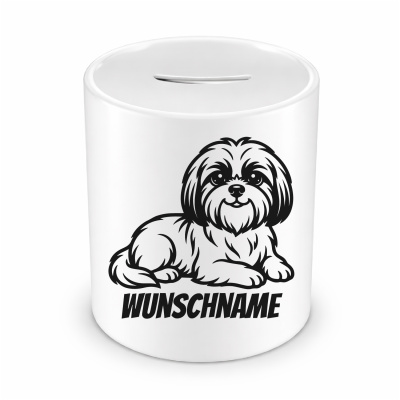 Spardose mit dem Motiv Shih-Tzu mit Name