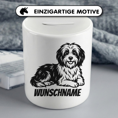 Spardose mit dem Motiv Tibet Terrier mit Name - Ansicht 3