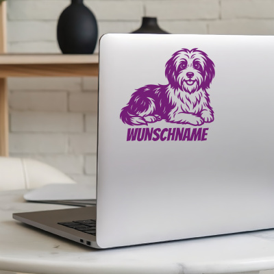 Tibet Terrier mit Name Aufkleber - Ansicht 5