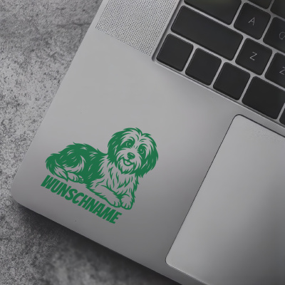 Tibet Terrier mit Name Aufkleber - Ansicht 7