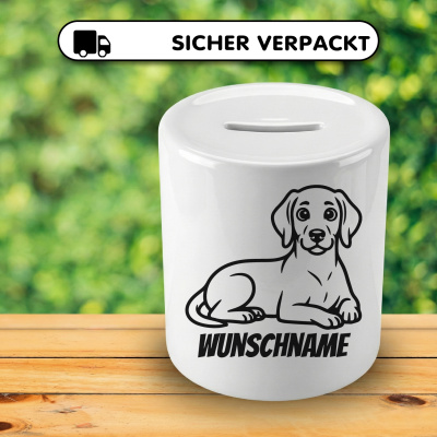 Spardose mit dem Motiv Weimaraner mit Name - Ansicht 4
