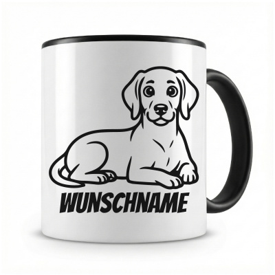 Tasse mit  Weimaraner mit Name  als Motiv