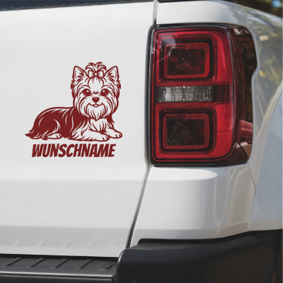 Yorkshire Terrier mit Name Aufkleber - Ansicht 2