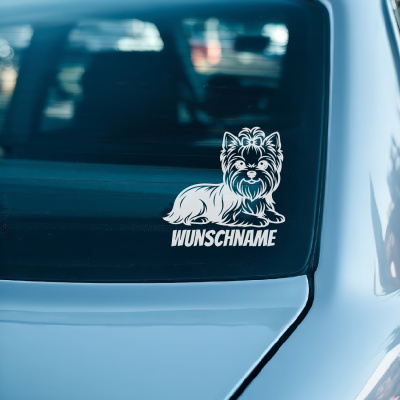 Yorkshire Terrier mit Name Aufkleber - Ansicht 3