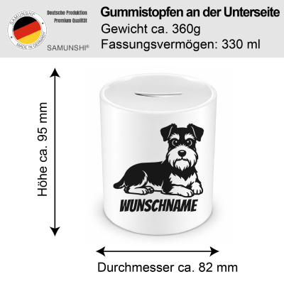 Spardose mit dem Motiv Zwergschnauzer mit Name - Ansicht 2