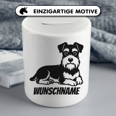 Spardose mit dem Motiv Zwergschnauzer mit Name - Ansicht 3