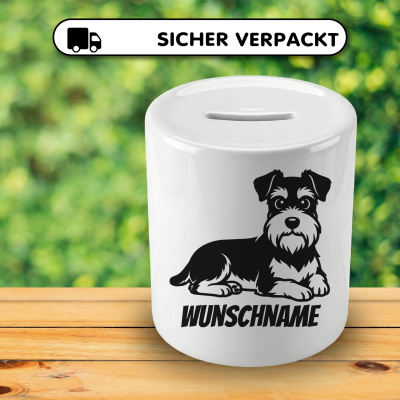 Spardose mit dem Motiv Zwergschnauzer mit Name - Ansicht 4