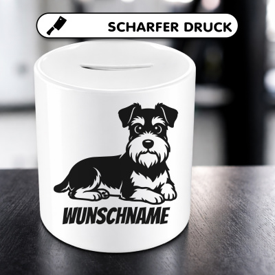 Spardose mit dem Motiv Zwergschnauzer mit Name - Ansicht 5