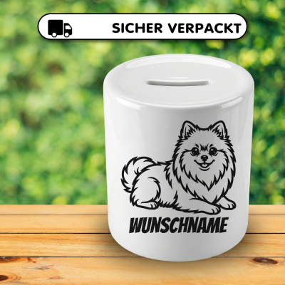 Spardose mit dem Motiv Zwergspitz mit Name - Ansicht 4