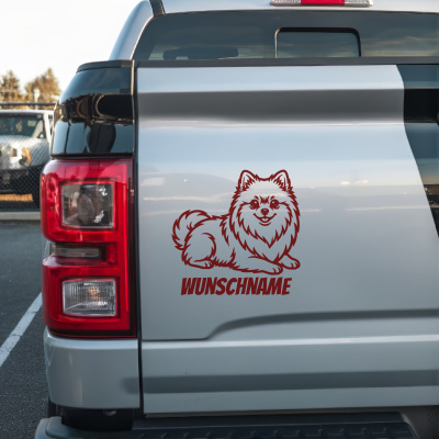 Zwergspitz mit Name Aufkleber - Ansicht 2