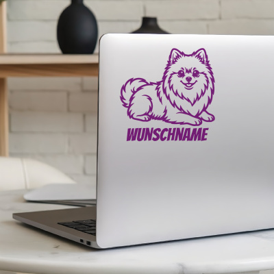 Zwergspitz mit Name Aufkleber - Ansicht 5