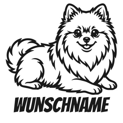 Wandtattoo  Zwergspitz mit Name 