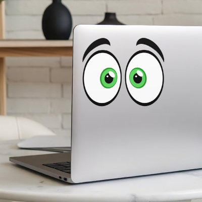 Comic Augen Gr�n Aufkleber Cartoon - Ansicht 6