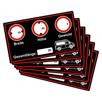 6er Set Campervan Schwarz Aufkleber