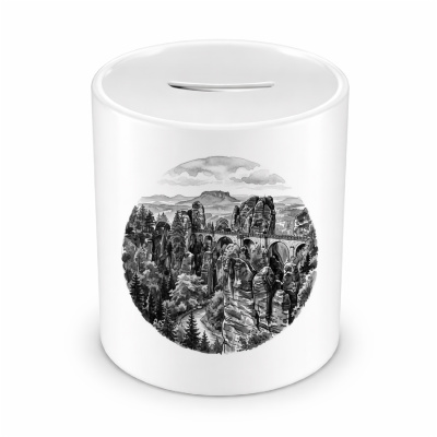 Spardose mit dem Motiv  Basteibr�cke aus Deutschland S�chsische Schweiz