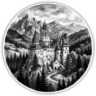 Schloss Bran aus Rum�nien Siebenb�rgen aus Rum�nien Siebenb�rgen Aufkleber