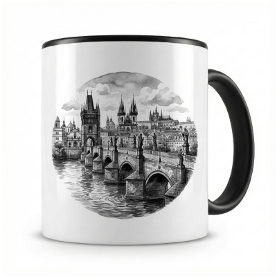 Tasse mit  Karlsbr�cke aus Tschechien Prag 