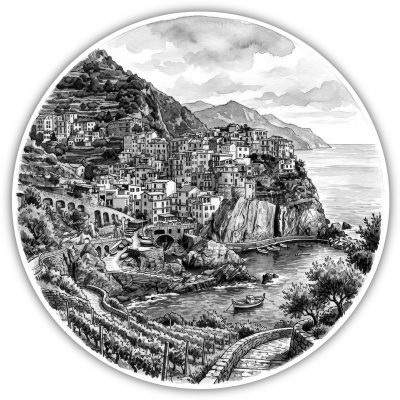 Cinque Terre aus Italien Italienische Riviera Aufkleber