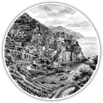 Wandtattoo  Cinque Terre aus Italien Italienische Riviera 