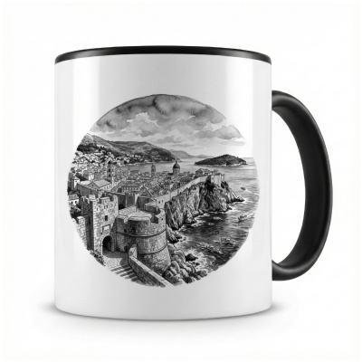 Tasse mit  Stadtmauern von Dubrovnik aus Kroatien 