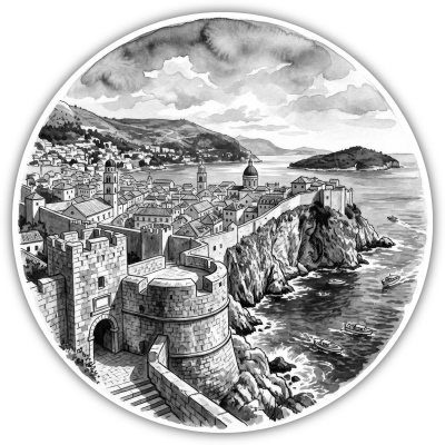 Wandtattoo  Stadtmauern von Dubrovnik aus Kroatien 